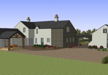 3D Design back view with covered veranda 
