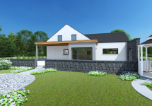 Modern stone wall feature 