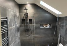 Tiling complete in bathroom 